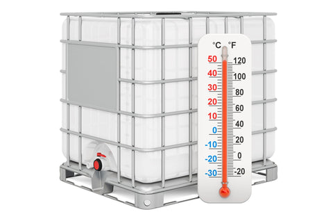 White IBC tote with temperature gauge side by side